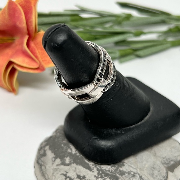 John Hardy Modern Chain Black Sapphire Band Ring .925 Sterling Silver - Picture 6 of 10